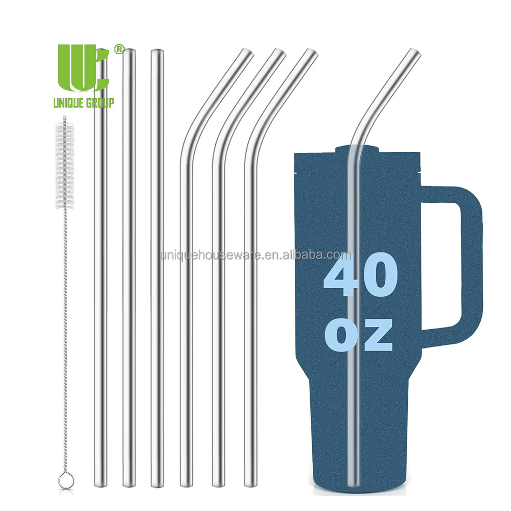 Stainless Steel Reusable Straw Replacement 40 oz for Stanley Adventure Travel Tumbler with Cleaning Brush