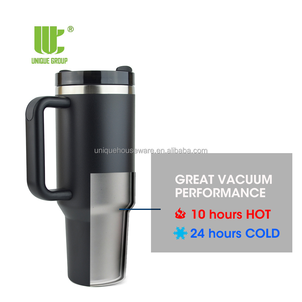 2.0 Vacuum Insulated Tumbler Removable Silicone Straw Top Sublimation 40oz Stainless Steel Tumbler With Straw And Handle