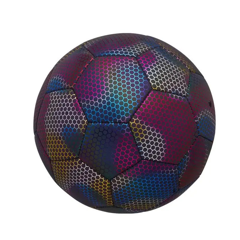 PU machine sewn soccer ball glowing reflective football soccer ball glow in the dark  customized gift birthday ball