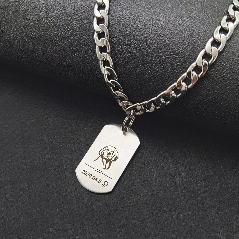 Custom Metal Stainless Steel Gold Plated Blank Colour Embossing Machine Engraver Sublimation Dog Tag with Depth