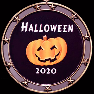 Custom Halloween Theme Medal Trophy Ribbons Contest Award Ribbon Halloween Party Witch Ghost Bat Skeleton Pumpkin Medal Trophies