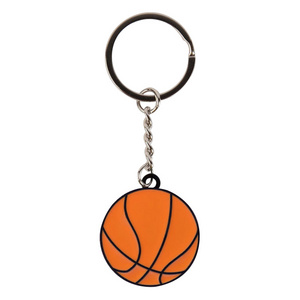 Personalized Custom Logo Design Flat Black Nickel Metal Mini Basketball Ball Keychain