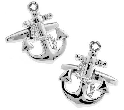 Custom Fashion zircon Cufflinks Sport Anchor Design Brass Material Cuff Links Gift For Seaman