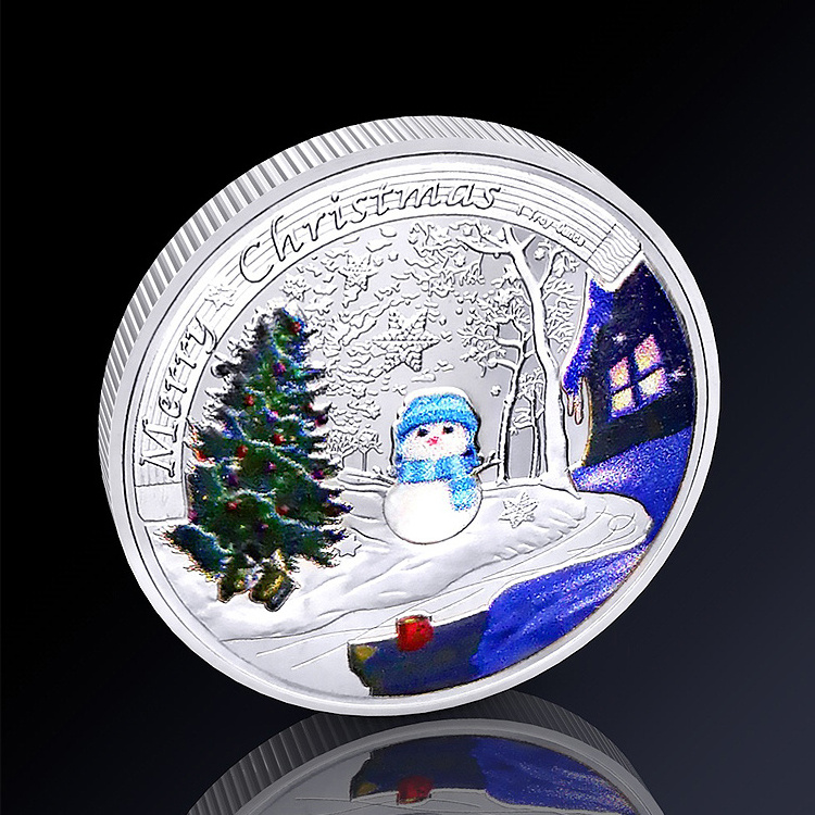 Custom Soft Enamel Santa Claus Coin Merry Christmas Pattern Coin in Gold Plated Colorized Holiday Christmas Genuine Coin Set