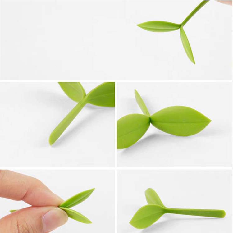 3D Silicone Bookmarks Clip Custom Made Shaped Little Green Silicone Plant Sprout Bookmark