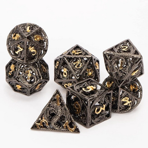 Custom Dice Manufacturers D100 D20 Edge 1000 Large Sided Dice Black Polyhedral Hollow Metal Board Game Loaded Dice Set