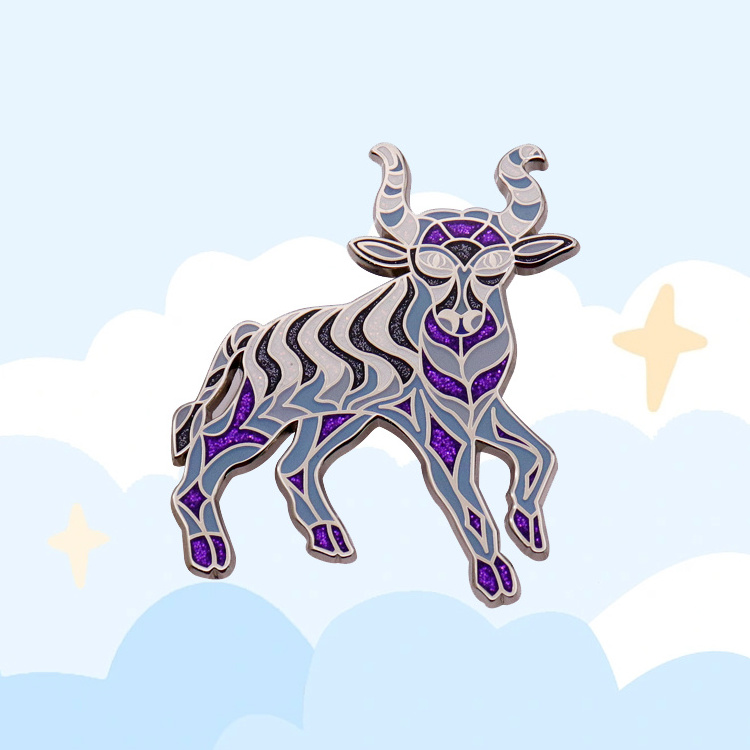 Wholesale No Minimum Metal Pins Bull Glitter Brooch Anime Hard Enamel Pin Lapel Badge Manufacturer Custom Enamel Pin