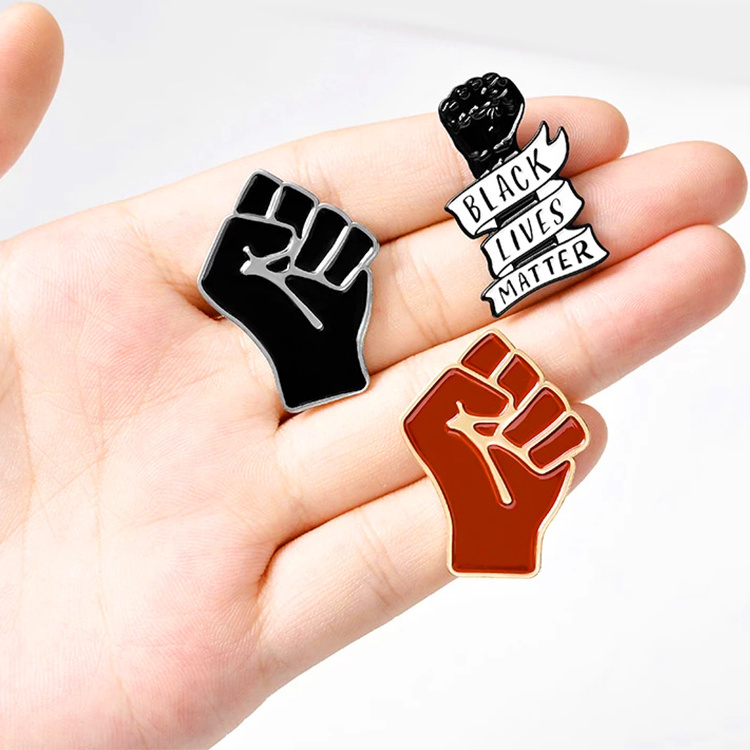 Custom Fist Enamel Pin Black Lives Matter Badge Black Power Raised Fist Justice Jewelry Brooches Lapel Pins Gift for Friends