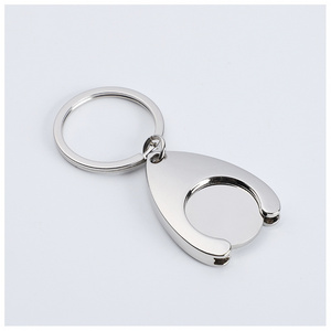 Card Holder Keychain Blank Token Euro Shopping Trolley Key Chain Ring Embossed Coin Holder Keychain for Engraving Bulk Metal OEM