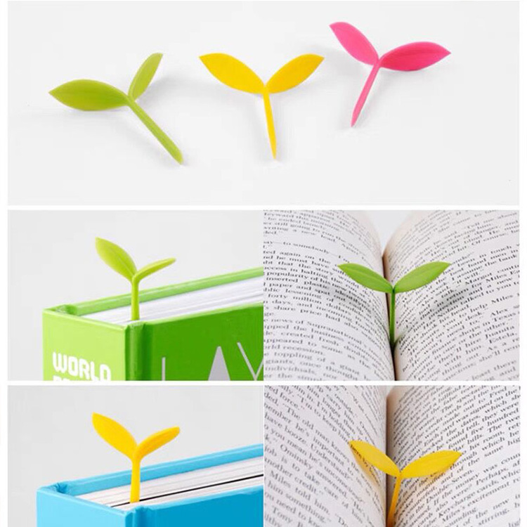 3D Silicone Bookmarks Clip Custom Made Shaped Little Green Silicone Plant Sprout Bookmark