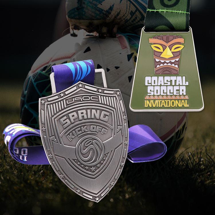 Manufacture Supplier Design Metal 3d Logo Football Soccer Race Sports Award Medal Factory Custom Medal With Ribbon