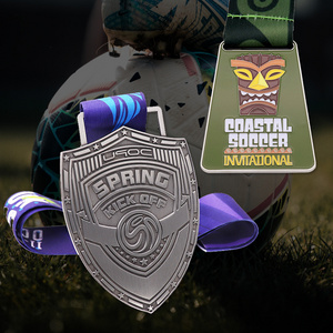 Manufacture Supplier Design Metal 3d Logo Football Soccer Race Sports Award Medal Factory Custom Medal With Ribbon