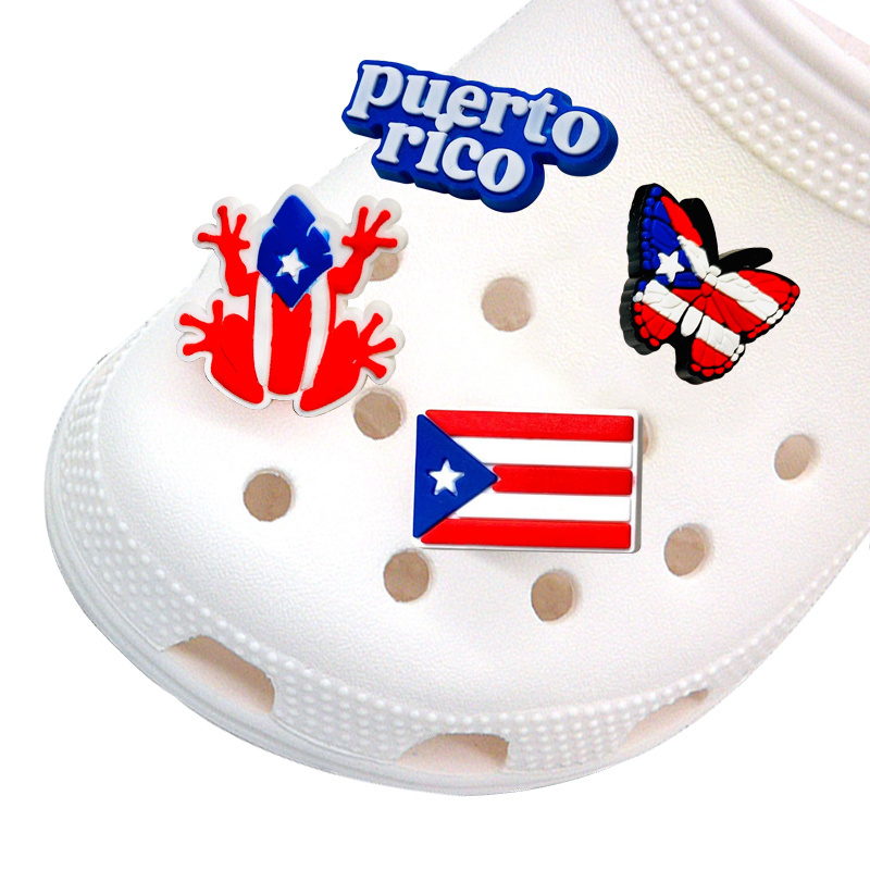 Puerto Rico Charm Wholesale Custom Packaging Country Flag Puerto Rican Shoe Charm