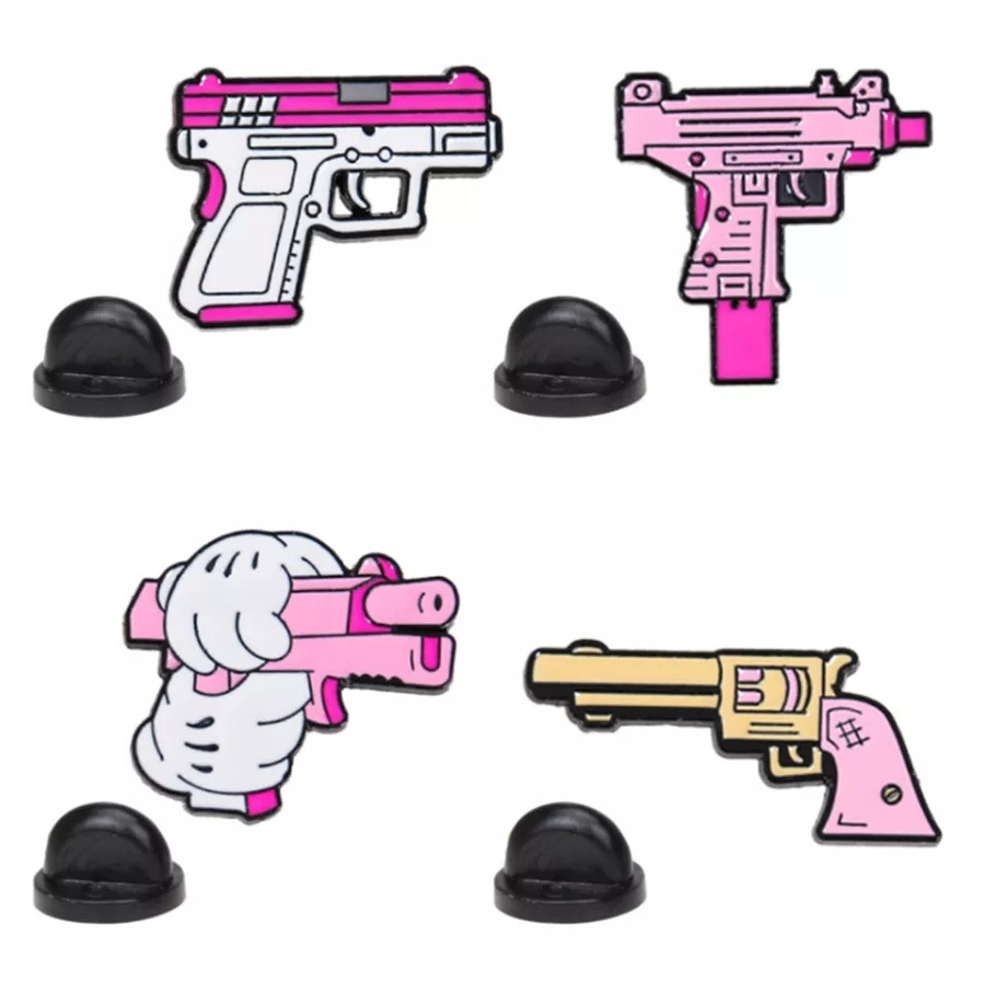 Custom Gun Fashion Design Animal Cartoon Soft Enamel Pin Wholesale Hard Enamel Pin Metal Badge Glitter Lapel Pin