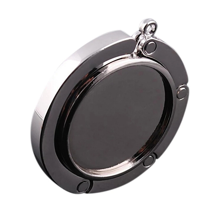 Custom logo Round Shape Portable Fashion Folding Crystal Alloy Purse Handbag Bag Hanger Hook Holder Table Hook