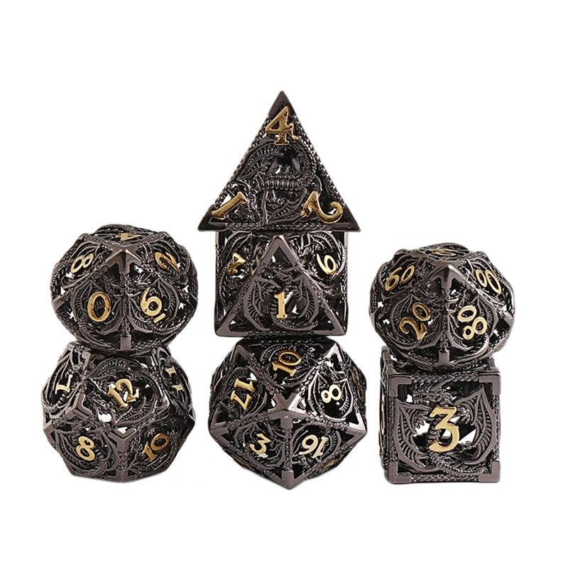 Custom Dice Manufacturers D100 D20 Edge 1000 Large Sided Dice Black Polyhedral Hollow Metal Board Game Loaded Dice Set