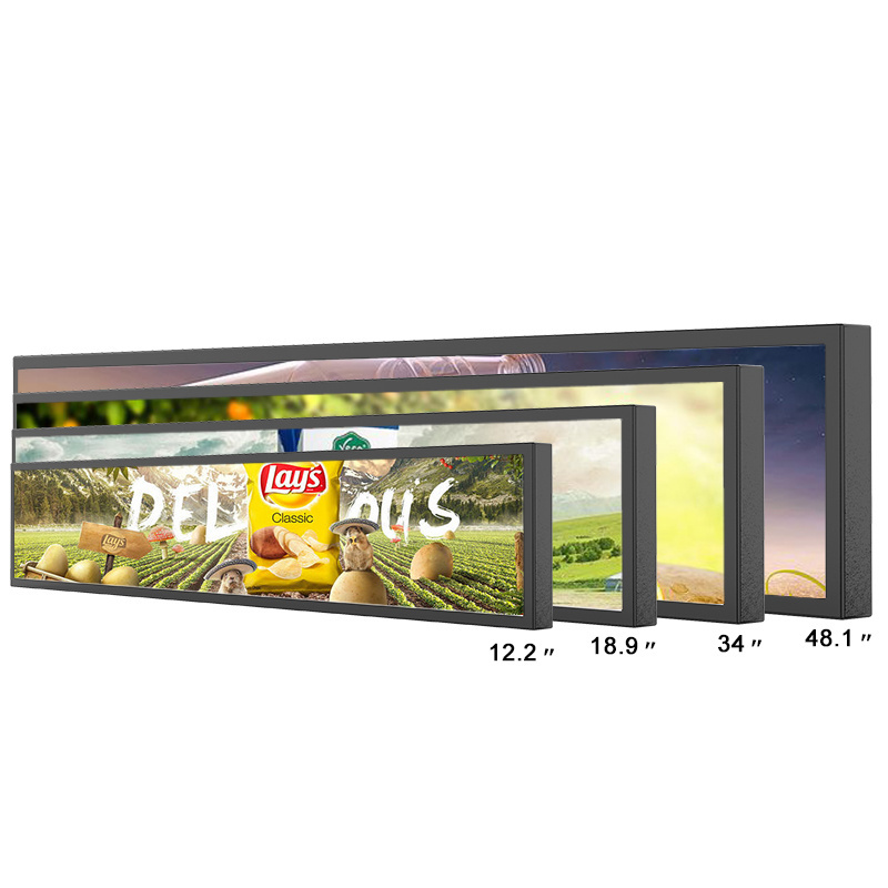 Original Manufacturer custom strip screen stretched wide 34 inch LCD bar stretch screen advertising display for shop