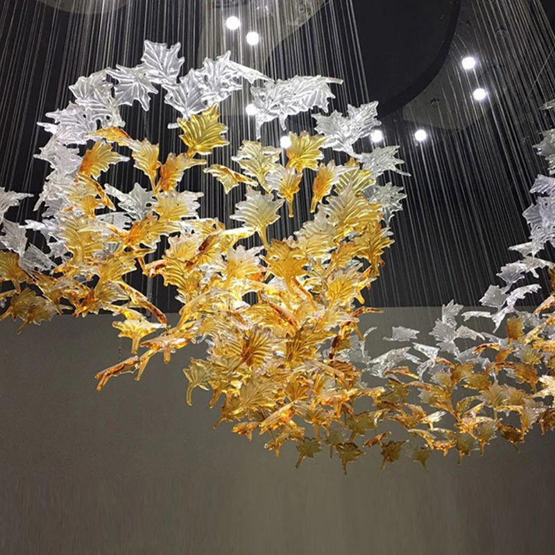 Banquet Chandelier Glass Fish Pendant Lamp Hotel Stairs Hanging Light Large Chandelier For The Banquet Hall