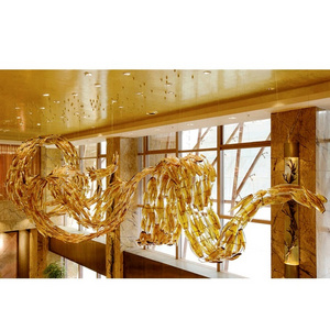 Banquet Chandelier Glass Fish Pendant Lamp Hotel Stairs Hanging Light Large Chandelier For The Banquet Hall