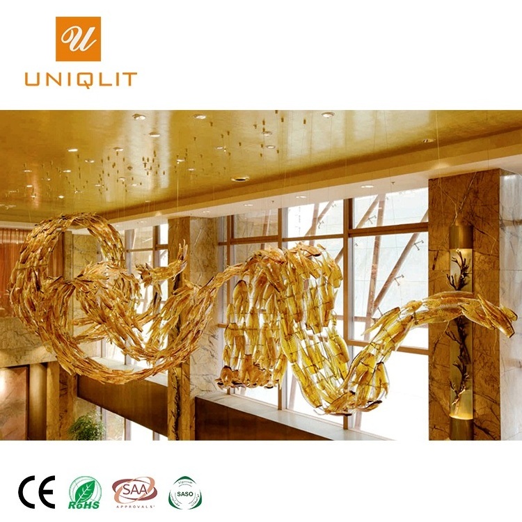 Banquet Chandelier Glass Fish Pendant Lamp Hotel Stairs Hanging Light Large Chandelier For The Banquet Hall