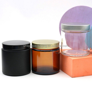 4oz 8oz 6oz Clear Amber Matte Black Straight Side Glass Jar with unishell tinplate lid