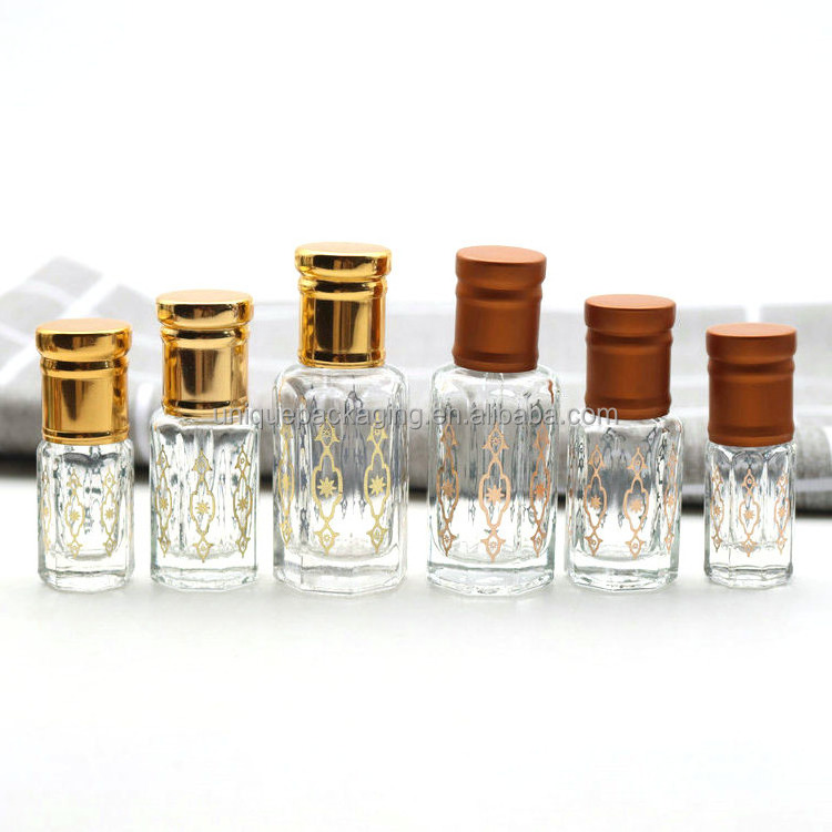 Arabian Arabic Luxury 3ml 6ml 12 ml 6 ml Simple Oud Perfume Oils Attar Bottle With Golden Screw Cap