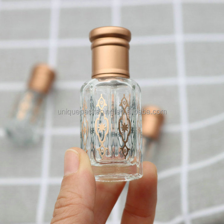 Arabian Arabic Luxury 3ml 6ml 12 ml 6 ml Simple Oud Perfume Oils Attar Bottle With Golden Screw Cap