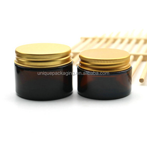 Custom logo straight sided clear airtight 1 oz 2 oz 3 oz 4 oz 8 oz glass container jars with aluminum lids