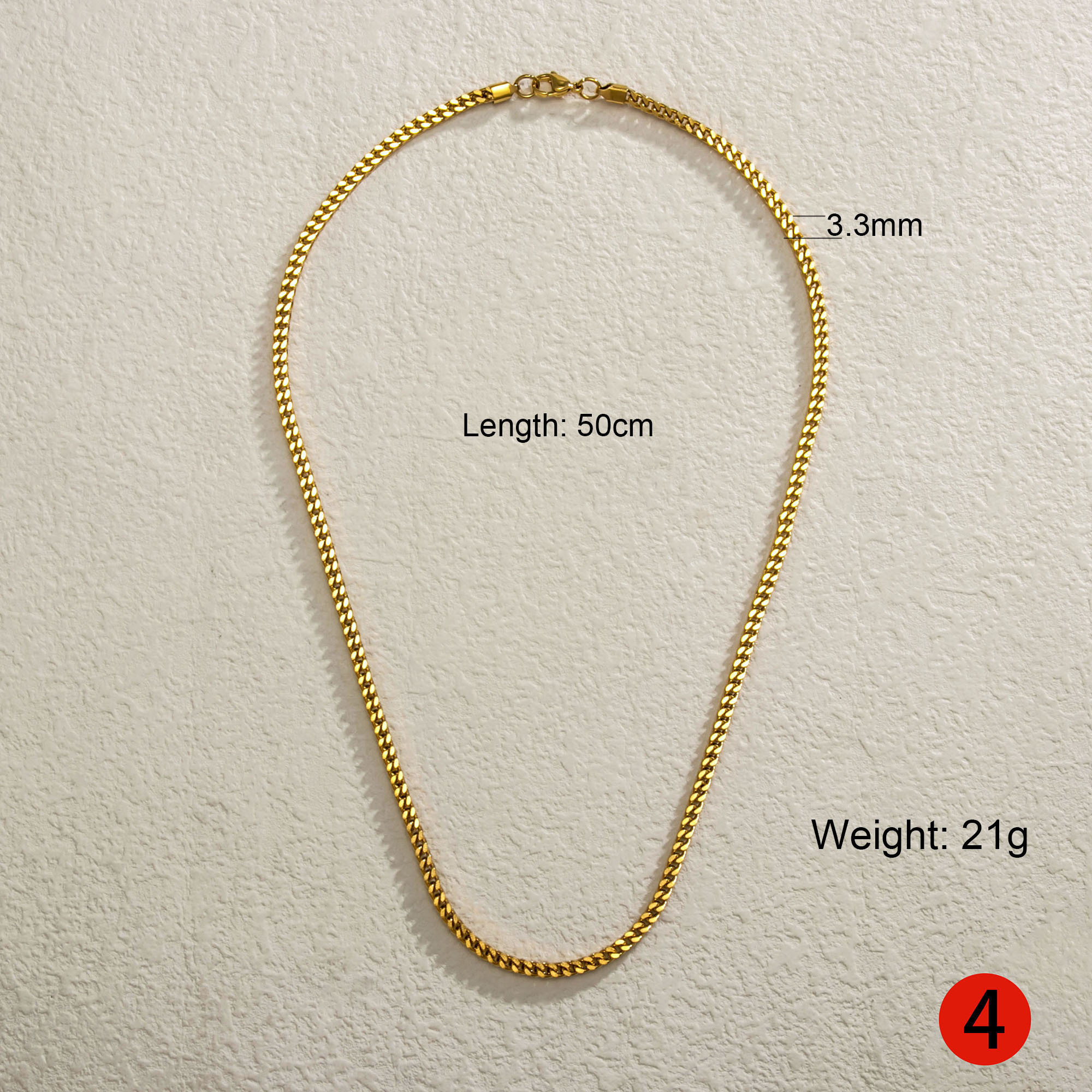 24k Chain Necklaces Stainless Steel  Gold Plated Link Chain Necklace for Men Women