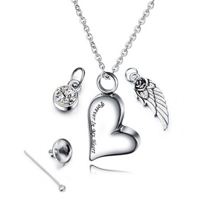 Cremation Urn Ashes Necklace  Forever in My Heart Stainless Steel Keepsake Waterproof Memorial Pet Urn Necklace