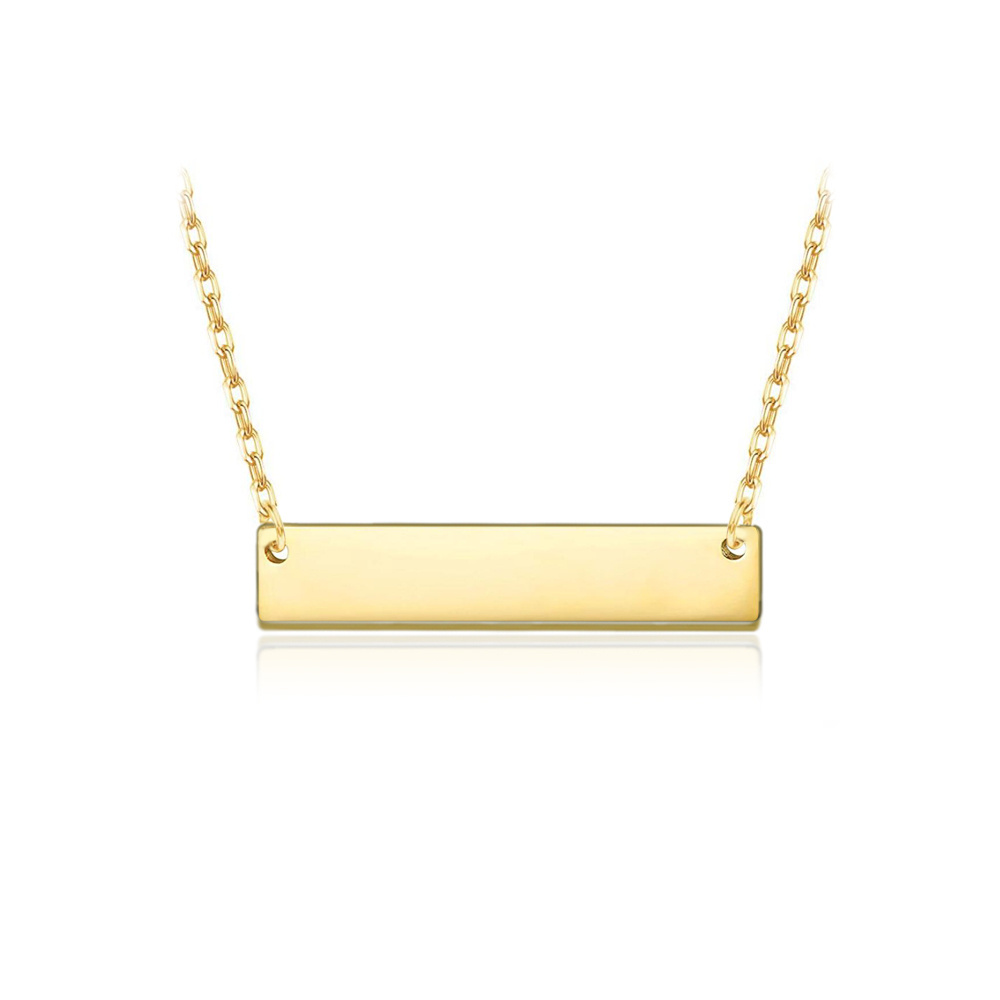 Personalized Custom Stainless Steel Horizontal Bar Gold Name Plate Necklace Pendant for Men Women