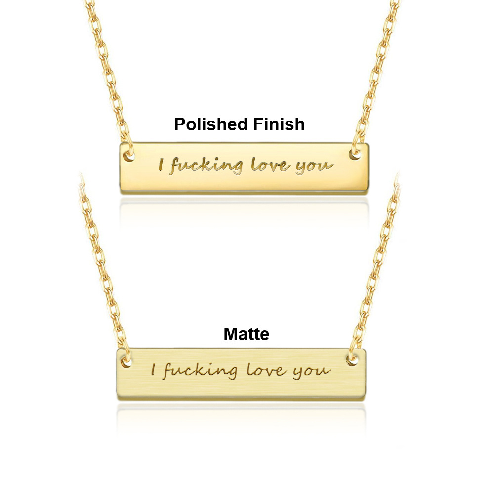 Personalized Custom Stainless Steel Horizontal Bar Gold Name Plate Necklace Pendant for Men Women