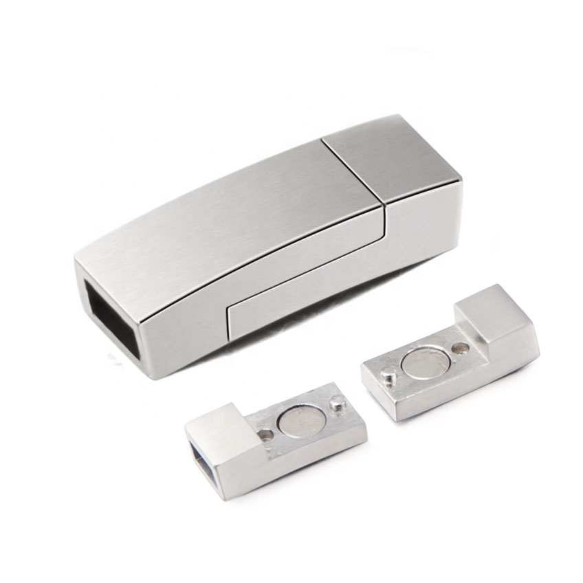 Customized stainless steel width square clasp for leather bracelets making jewelry