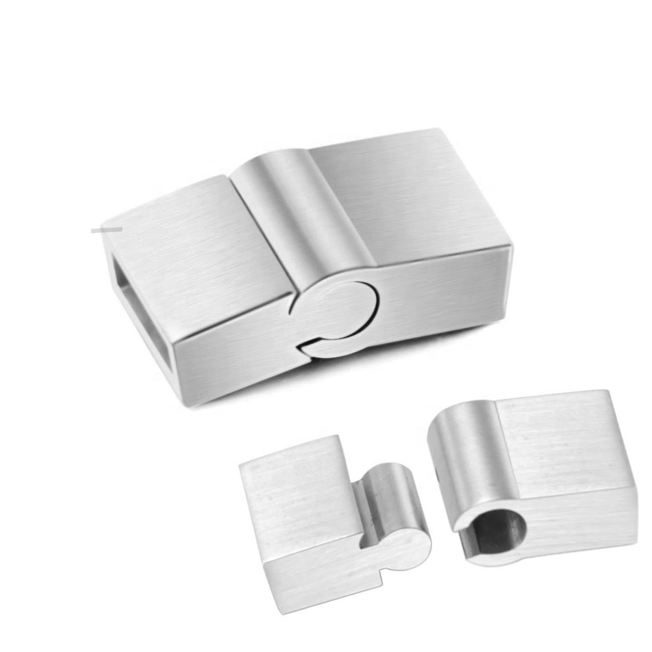 Customized stainless steel width square clasp for leather bracelets making jewelry