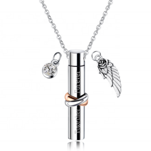 Stainless Steel Cylinder Bar pendant Necklace Jewelry Personalized Together Forever Cremation Ash Necklace