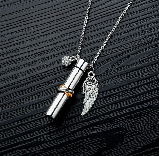 Stainless Steel Cylinder Bar pendant Necklace Jewelry Personalized Together Forever Cremation Ash Necklace