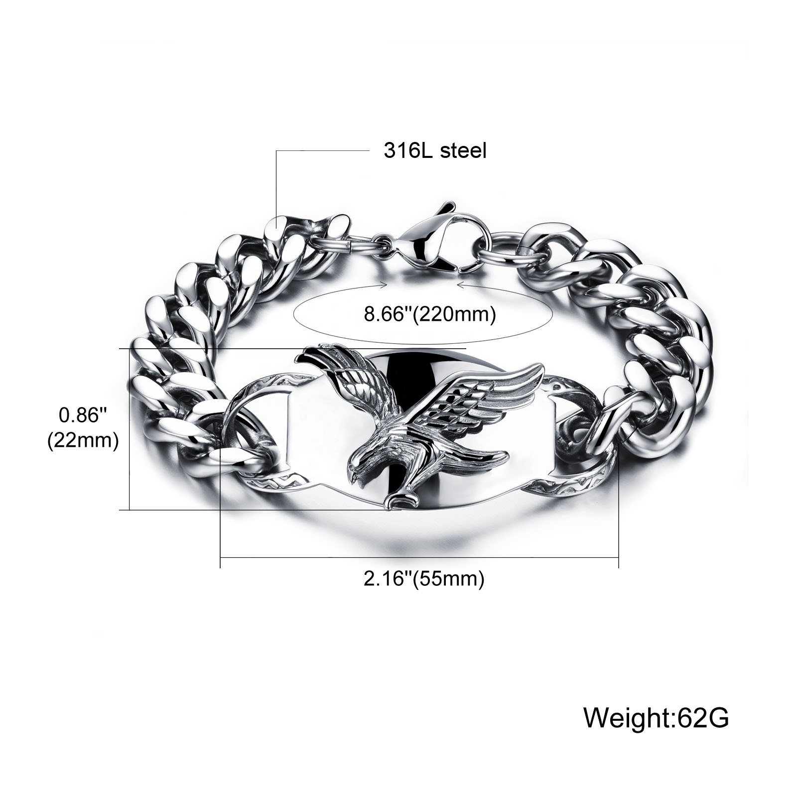 Wholesale stainless steel jewelry stylish and handsome bangle eagle bracelet for men