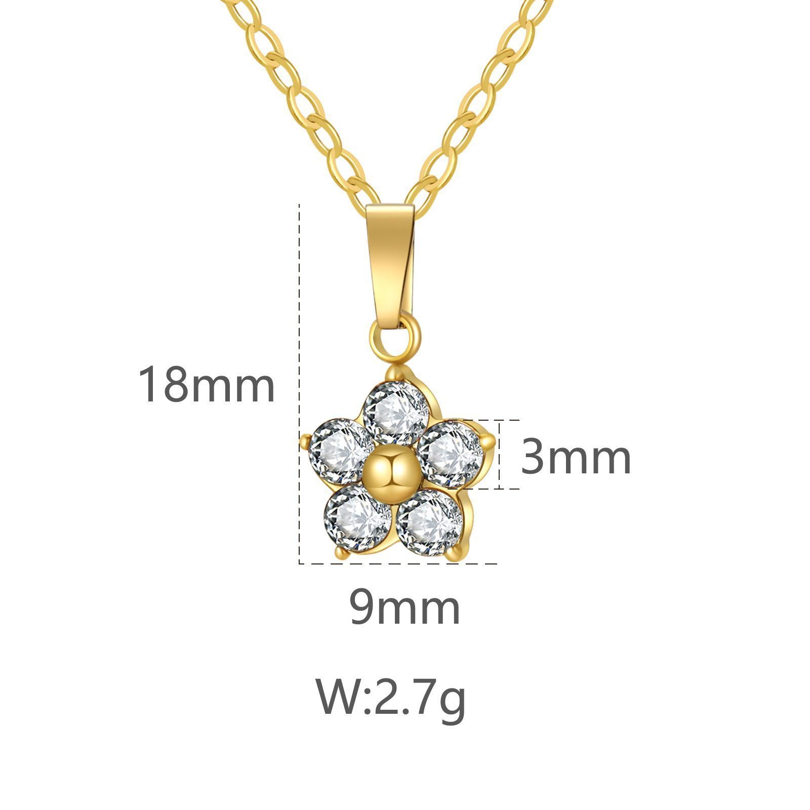 Stainless Steel Plum Blossom necklace with setting CZ stones of different colors gold necklace silver pendant