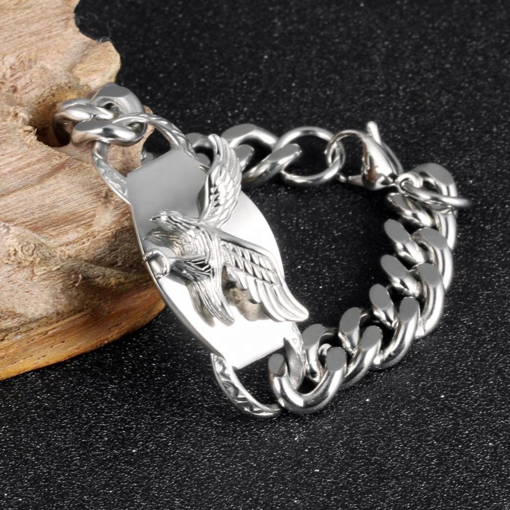 Wholesale stainless steel jewelry stylish and handsome bangle eagle bracelet for men