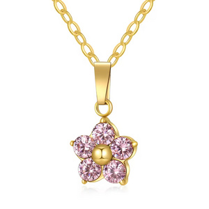 Stainless Steel Plum Blossom necklace with setting CZ stones of different colors gold necklace silver pendant