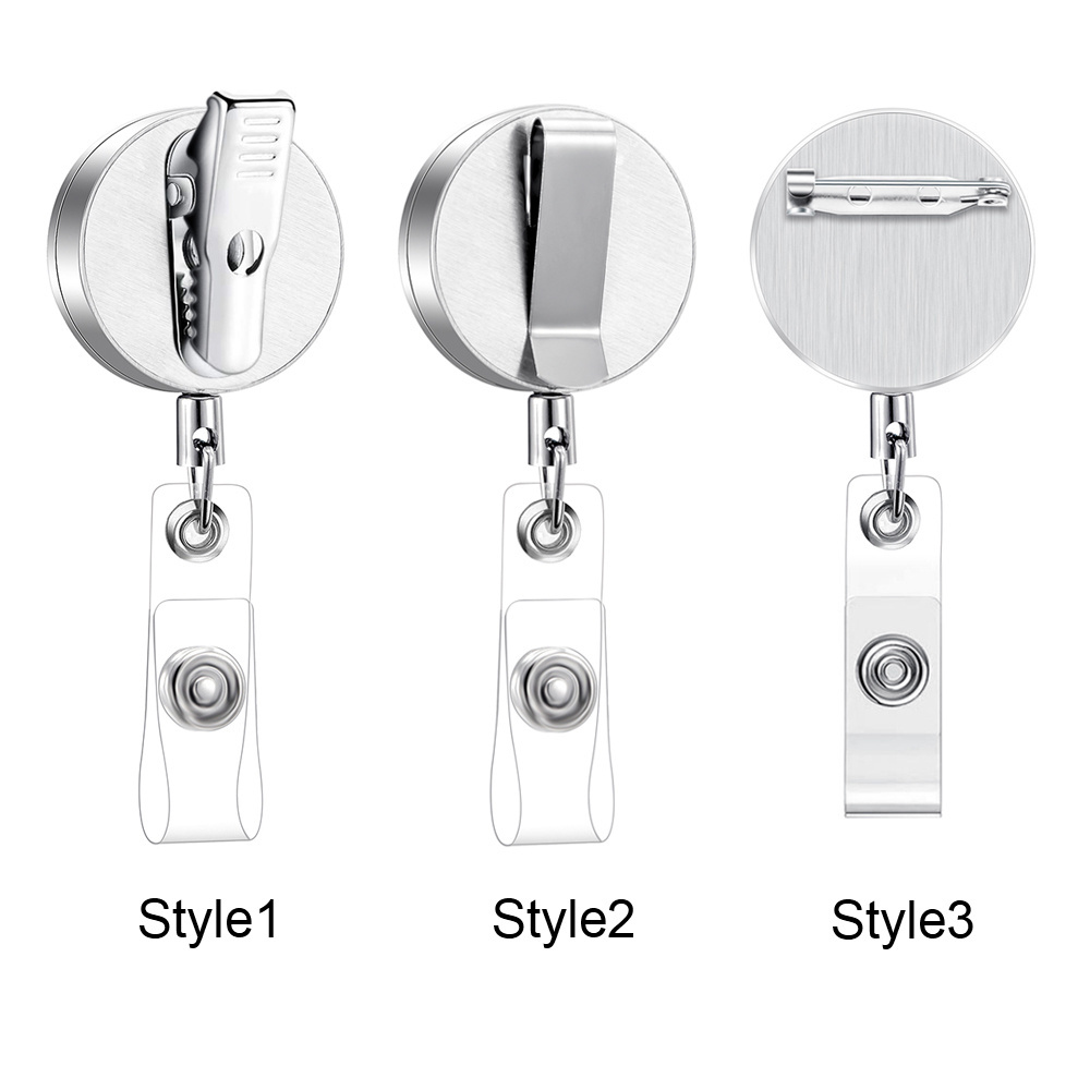 Fashion Stainless Steel Floating Charm Rhinestone Memory Locket Retractable Medical Badge Reel