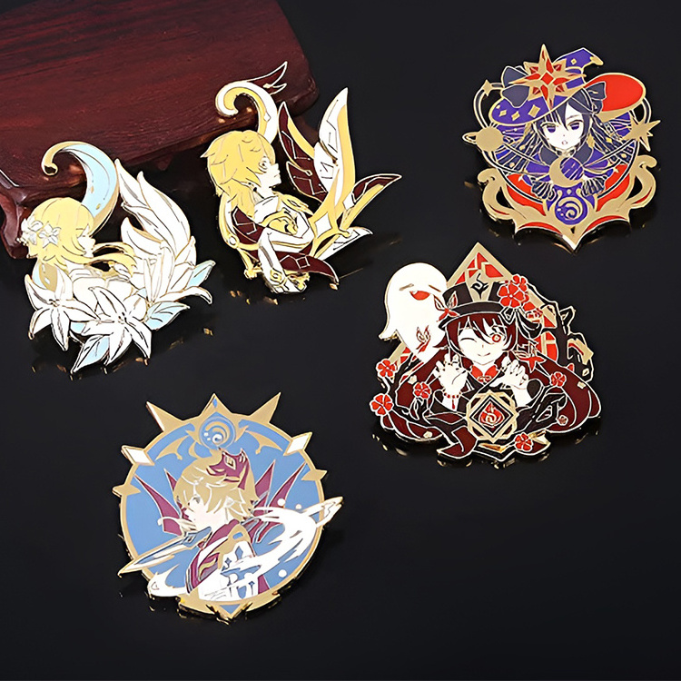 Hot Sale Popular Anime Cartoon Genshin Impact Charm Pins Manufacture Custom Soft Hard Enamel Pin