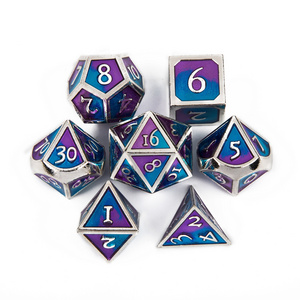 Wholesale custom logo d&d printed d4 8 10 12 20 sided gemstone color fuzzy loaded stone polyhedral metal dice