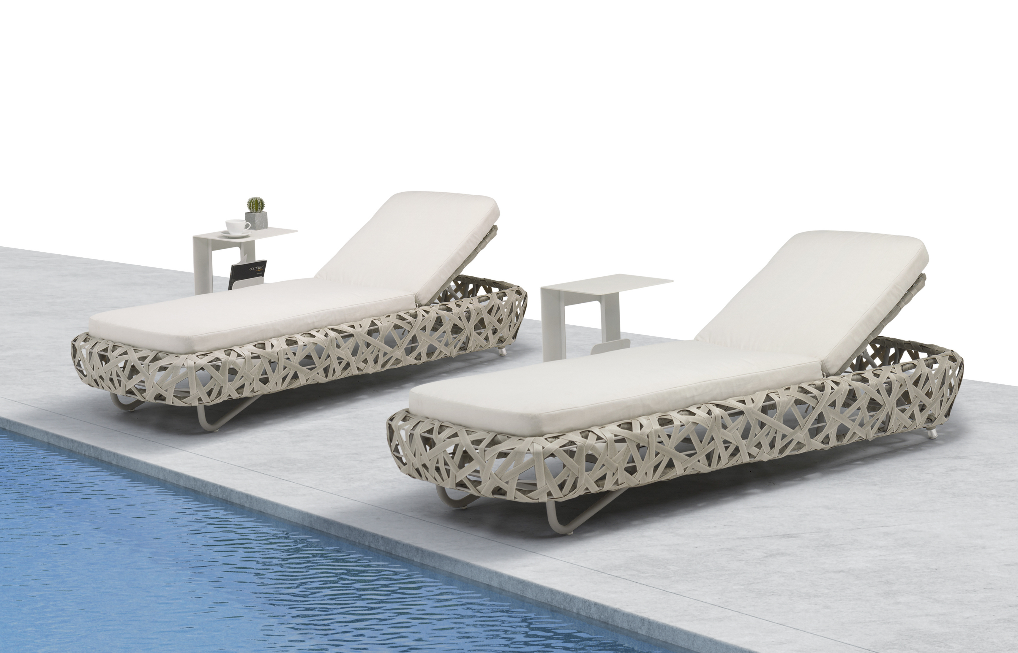 Couture Jardin Curl Daybed Outdoor Sun Lounger Adjustable Sun Lounger Beach Chaise Lounge Chair