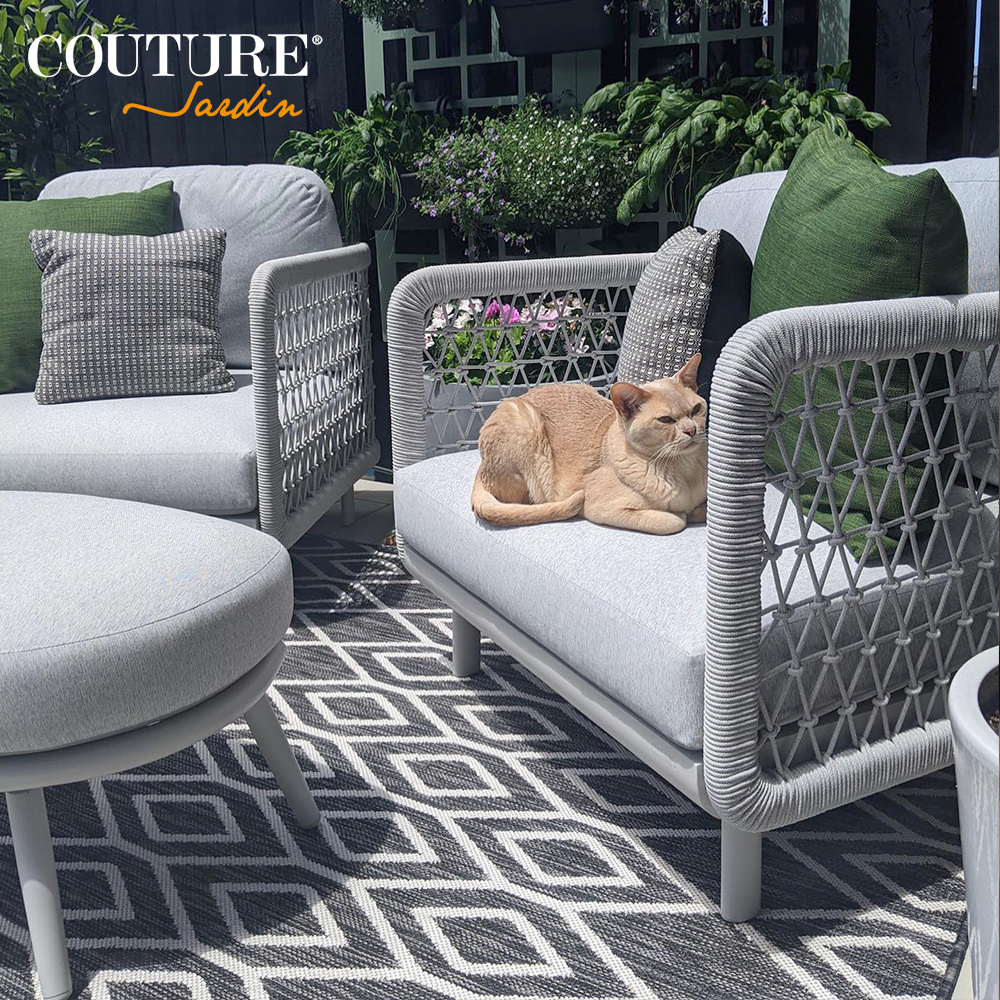 Couture Jardin Club Extension Outdoor Furniture Patio Sofa Set Left Hand Round Corner Sofa Garden Furniture With Seat Cushion