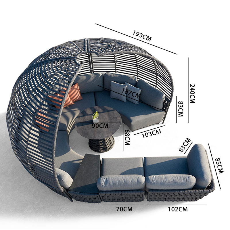 Couture Jardin Villa Hotel Project Luxury Patio Couch Outdoor Furniture Aluminum Frame Sectional Middle Sofa