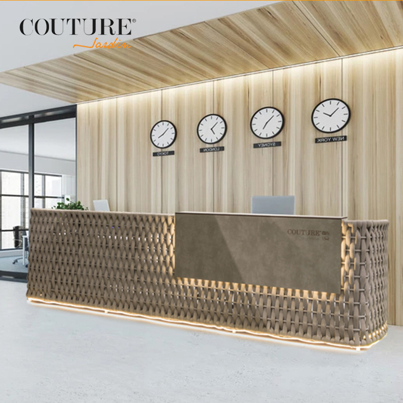 Couture Loop  Industrial Metal Frame Bar Tables Rectangular Office Front Counter Reception Desk