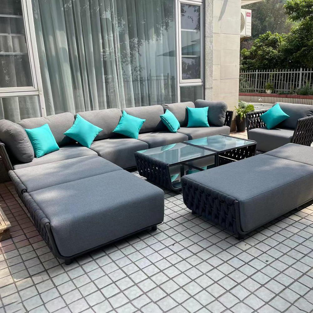 Couture Hotel Terrace Leisure Outdoor Furniture Corner Sofa Set Seater Pe Rattan Garden Sofa