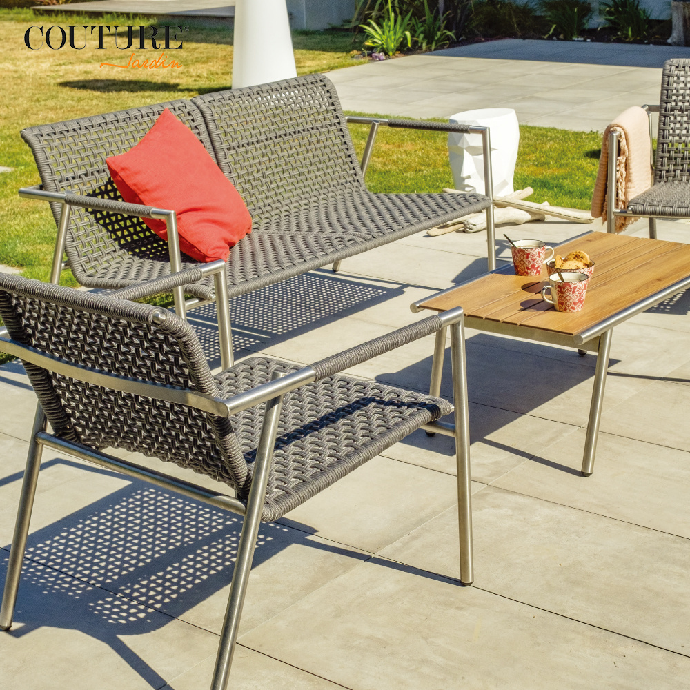 Couture Zoom All Aluminum Outdoor Table Furniture Sofa Set Patio Armrest Removable Outdoor Table And Chairs Set