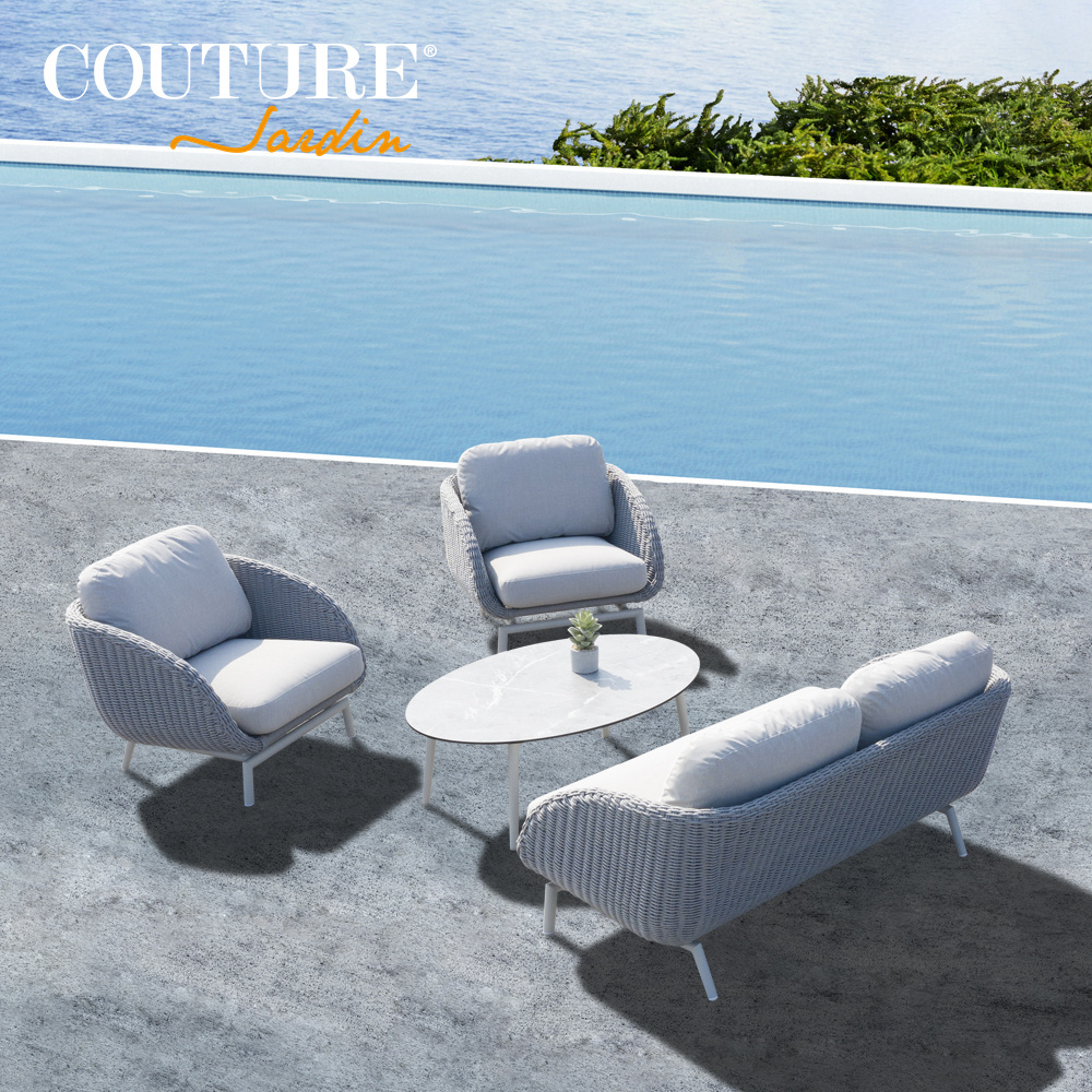 Couture Outdoor Garden Nordic Designed Corner Top Sell Patio Set Rattan Wicker Outdoor Furniture Sofa Set